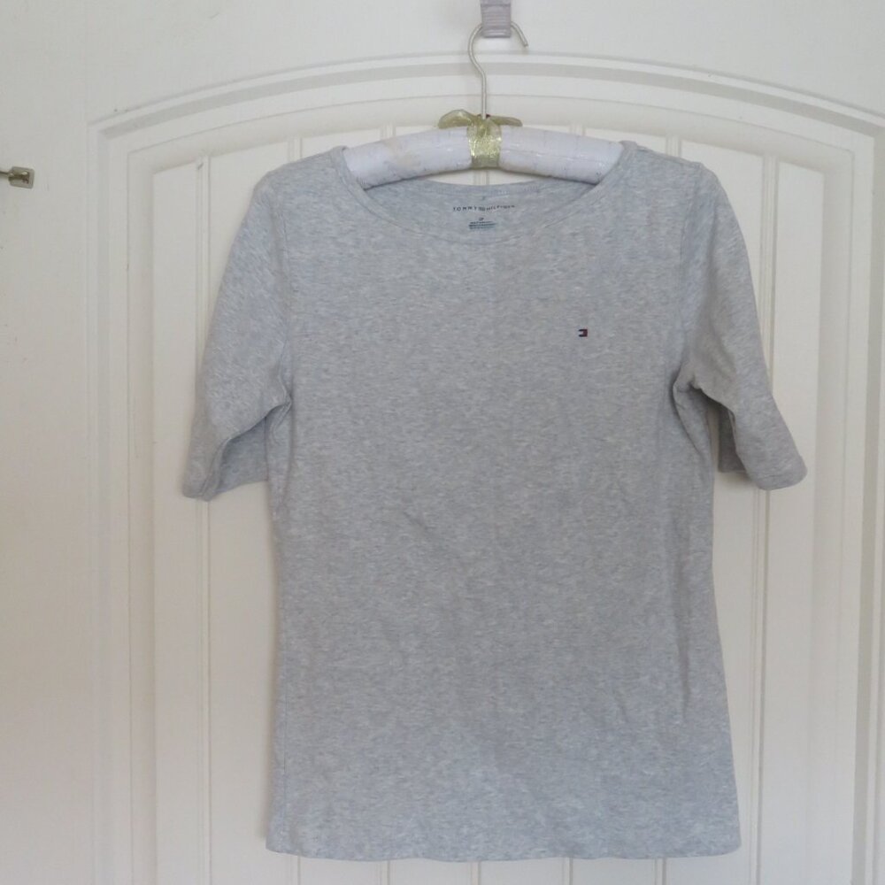 Tommy Hilfiger Grey Mix Cotton Tee Small (K465)